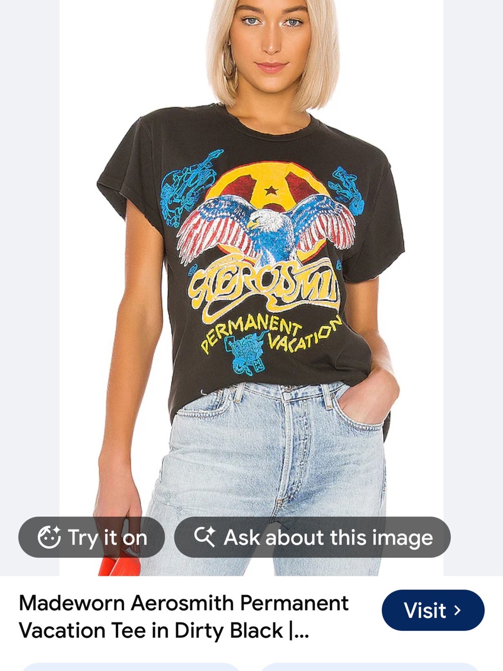 MadeWorn Dirty Black Aerosmith 'Permanent Vacation' Graphic Tee